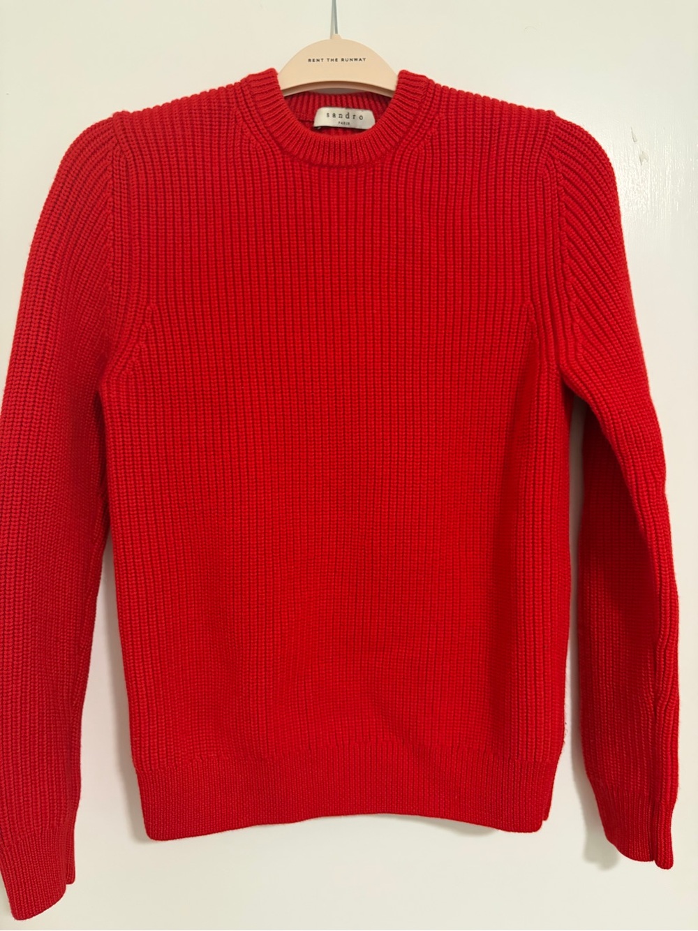 Sandro Red Ribbed Crewneck Sweater - Picture 4 of 6